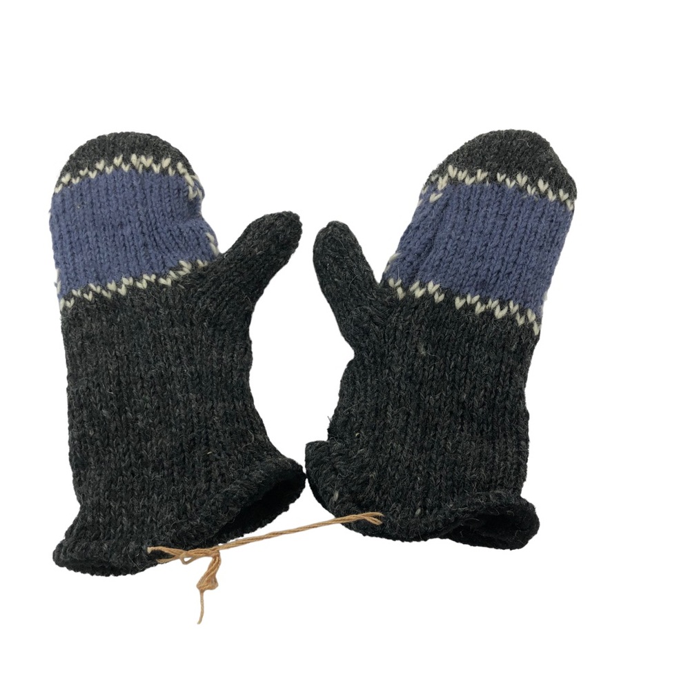 100% Lamb Wool Unisex Handmade Fleece Lined Snowflakes Winter Ski Mittens - Picture 5 of 9